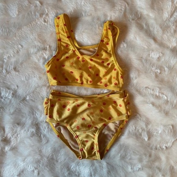 2/$25 Aqua Plus Yellow-Gold swim suit Girls Size 24 MTHS - Picture 1 of 9